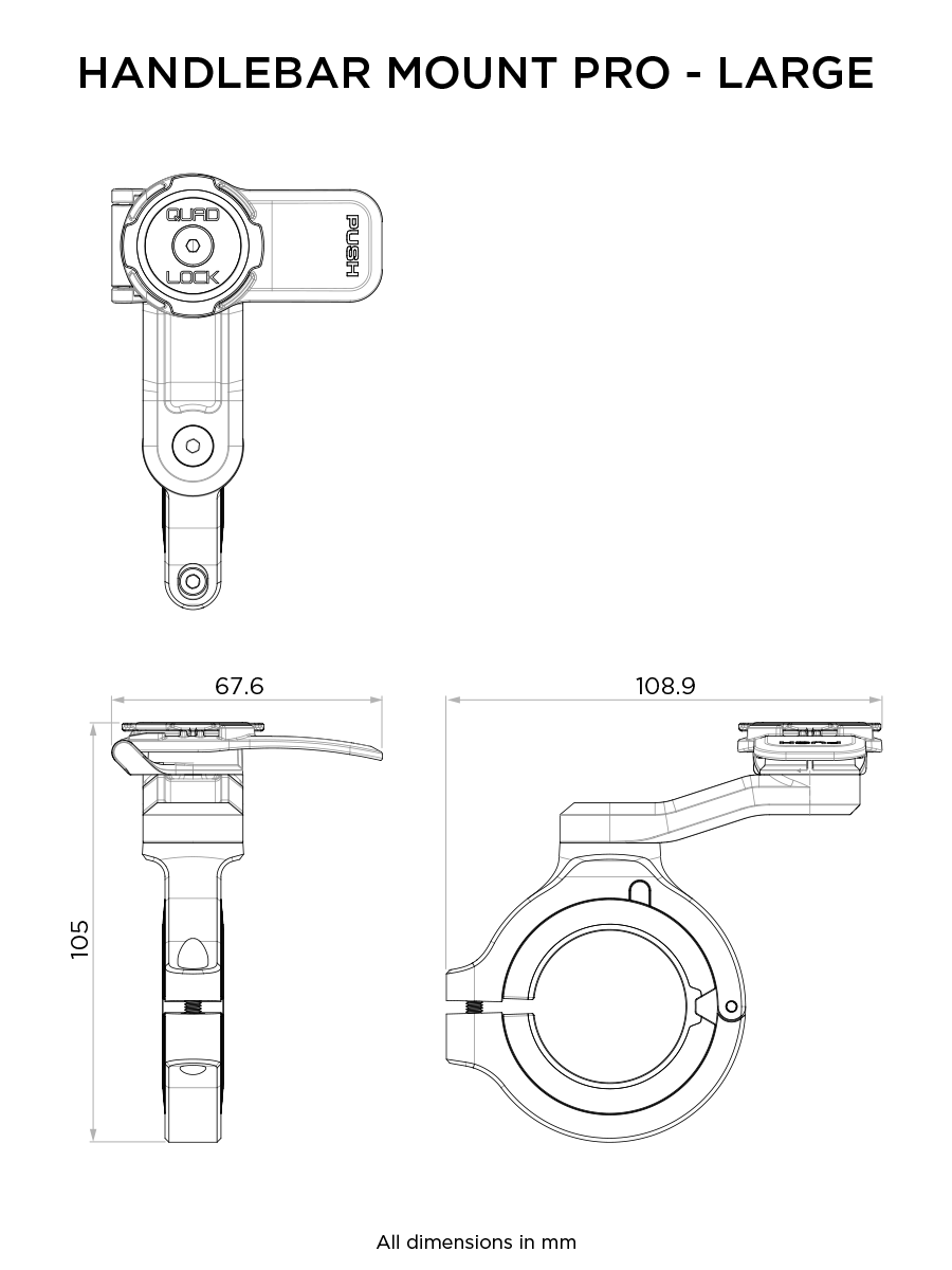 QUAD LOCK HANDLEBAR MOUNT PRO LARGE | MOTORCYCLE