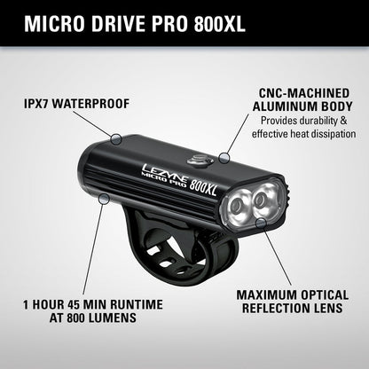 LEZYNE MICRO DRIVE PRO 800XL FRONT LIGHT