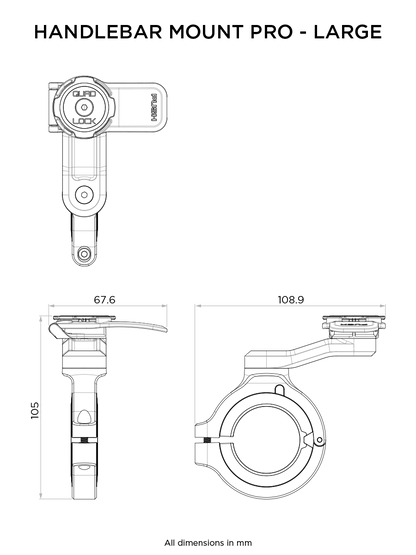 QUAD LOCK HANDLEBAR MOUNT PRO LARGE | MOTORCYCLE