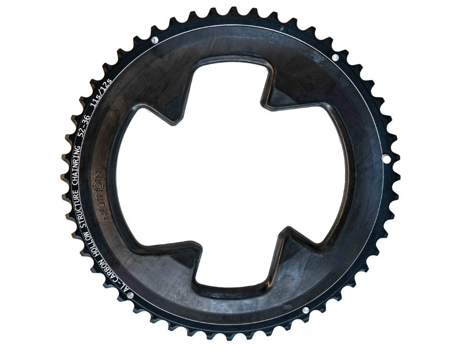 NEUTRON 11/12S AL-CARBON HOLLOW CHAINRING,BLACK (BCD110x4_52/36T)