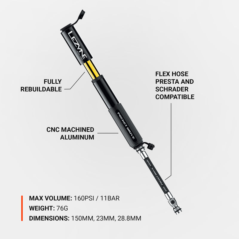 LEZYNE POCKET DRIVE 160PSI HANDPUMP