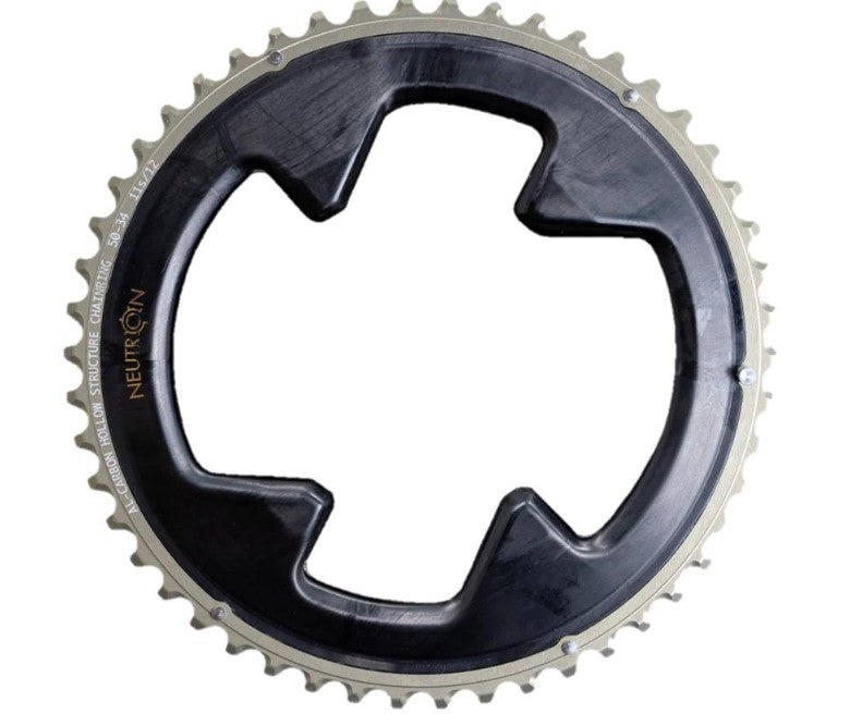 NEUTRON 11/12S AL-CARBON HOLLOW CHAINRING, CHAMPAGNE GOLD (BCD110x4_52/36T)
