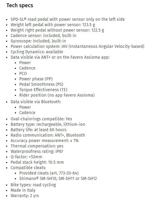 ASSIOMA PRO RS-1 POWER METER PEDAL